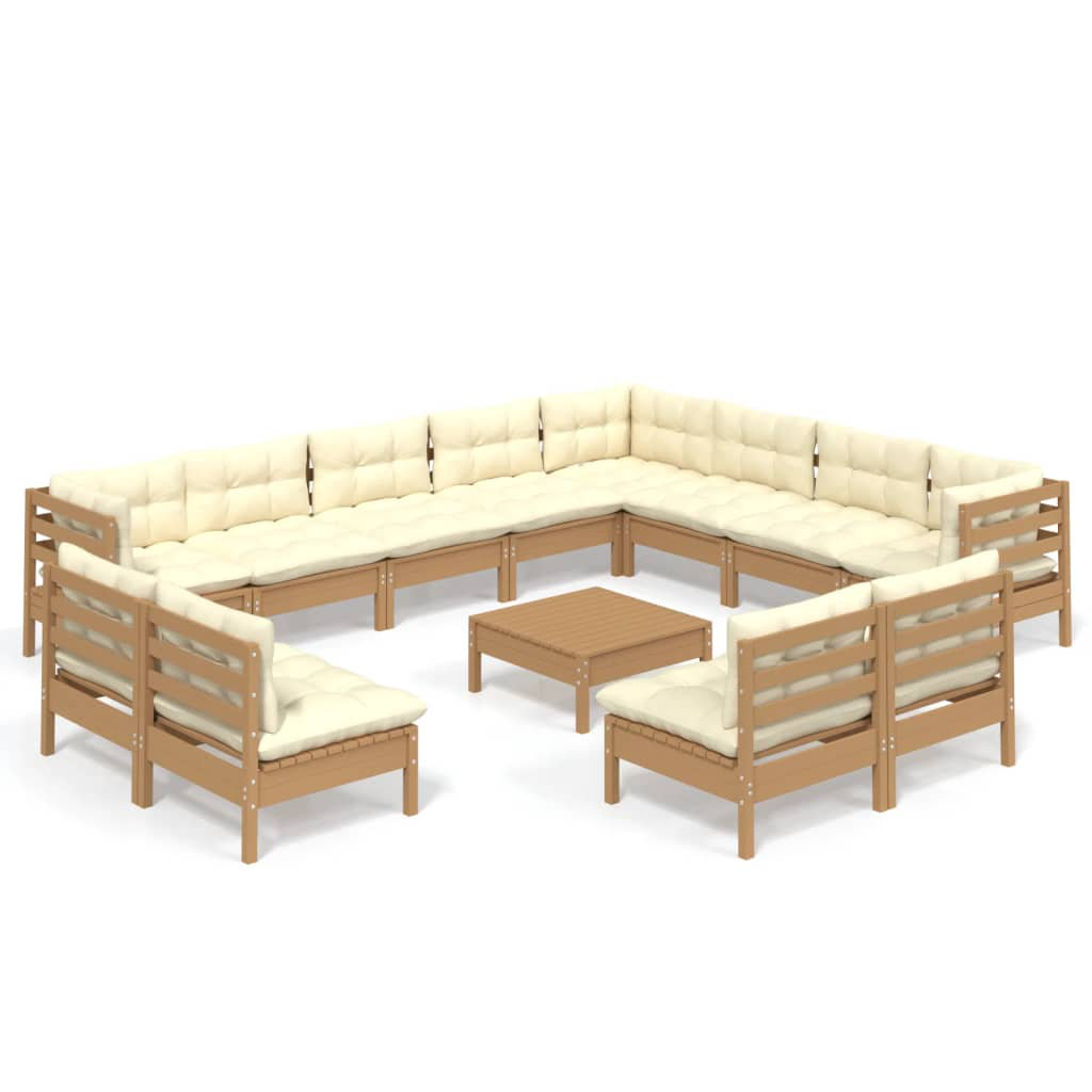 12-Sitzer Lounge-Set Hubey aus Massivholz mit Polster