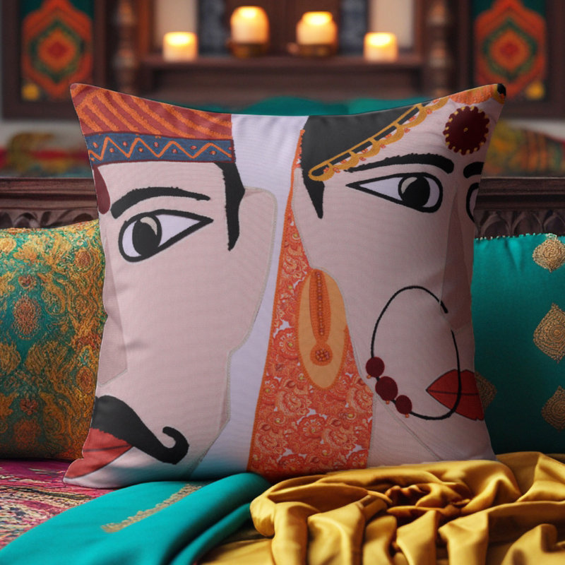 Ensemble de 4 housses de coussin brodées traditionnelles pour Noël