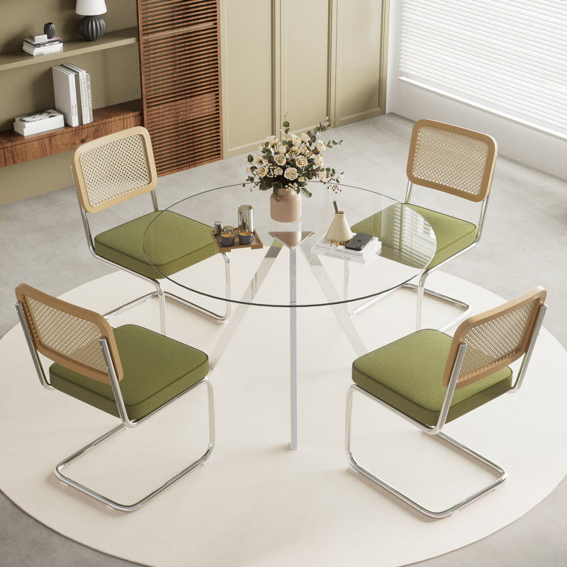 5-Piece Pedestal Dining Set, Green