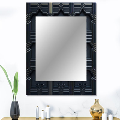 Black And Gold Radiant Shining Heart I - Romantic Decorative Wall Mirror, Black Large Mirror, Printed Metal Art