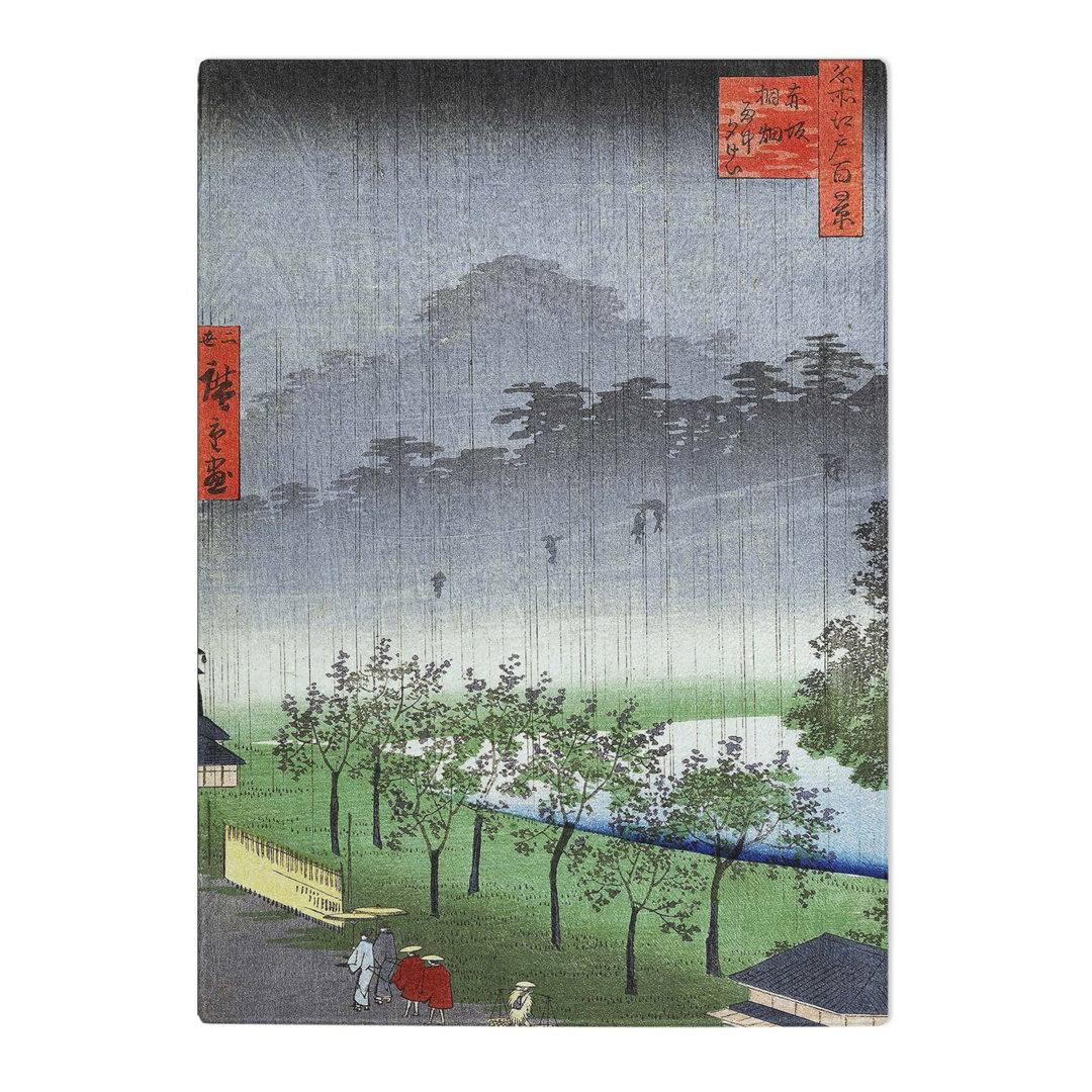 Tempered Glass Evening Rain in Akasaka by Utagawa Hiroshige Chopping Board