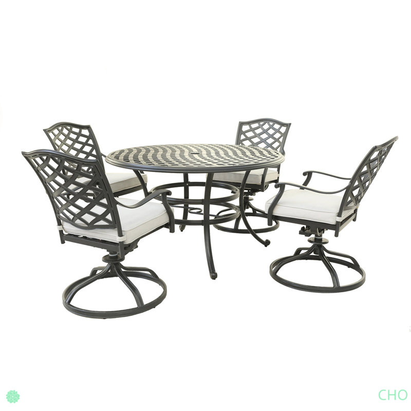 Ensemble de salle à manger en aluminium durable et élégant pour toutes les saisons, Brun
