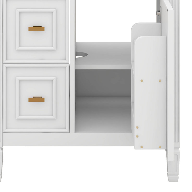 Meuble-lavabo 24 po avec lavabo, armoire de rangement avec tiroir basculant et deux tiroirs, porte à fermeture douce, tablette réglable