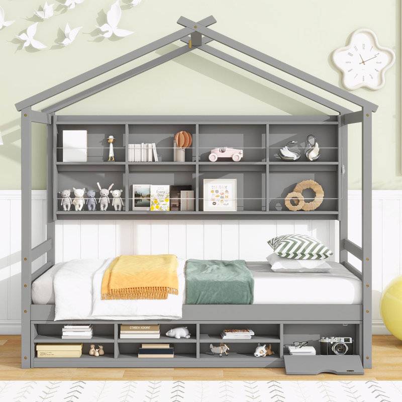 Addalina Canopy Bed, Twin, Gray/Natural