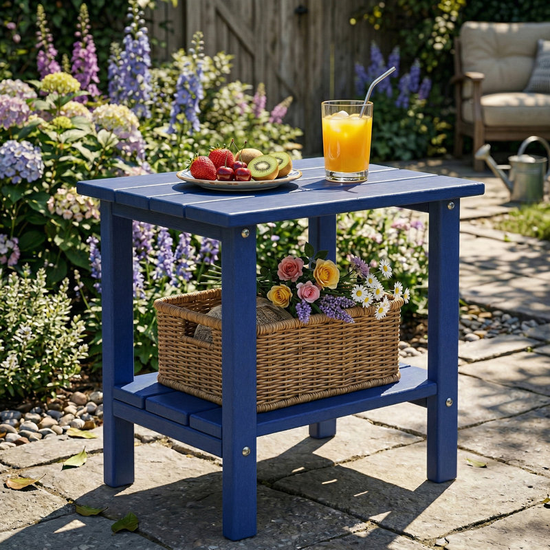 Table de bout extérieure à 2 niveaux Adirondack, table de bout de patio en PEHD toutes saisons, Marine