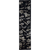Hand-Knotted High-Quality Black and Ivory Runner