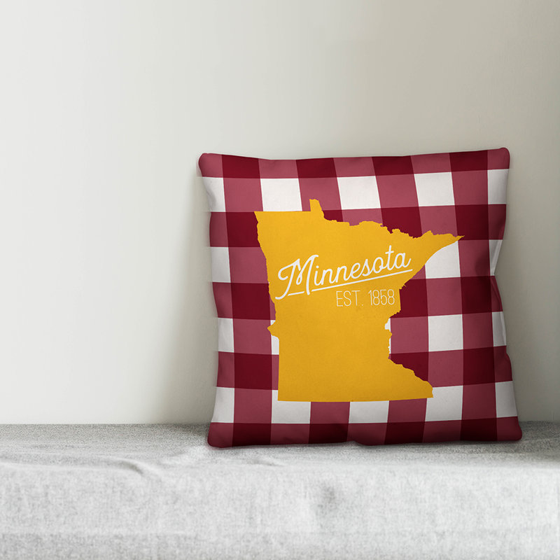 Housse de coussin carré et insert, Rouge / jaune, Minnesota