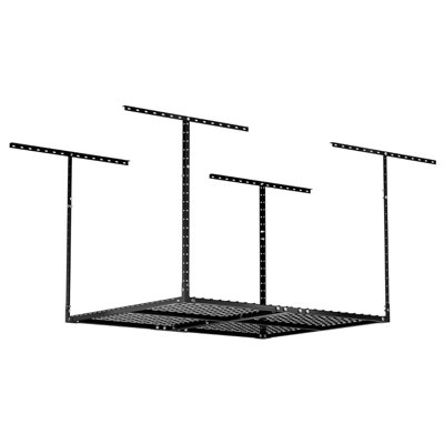 48 In. D X 48 In. W In Adjustable Height Overhead Ceiling Mount Garage Storage Rack With Free Hooks