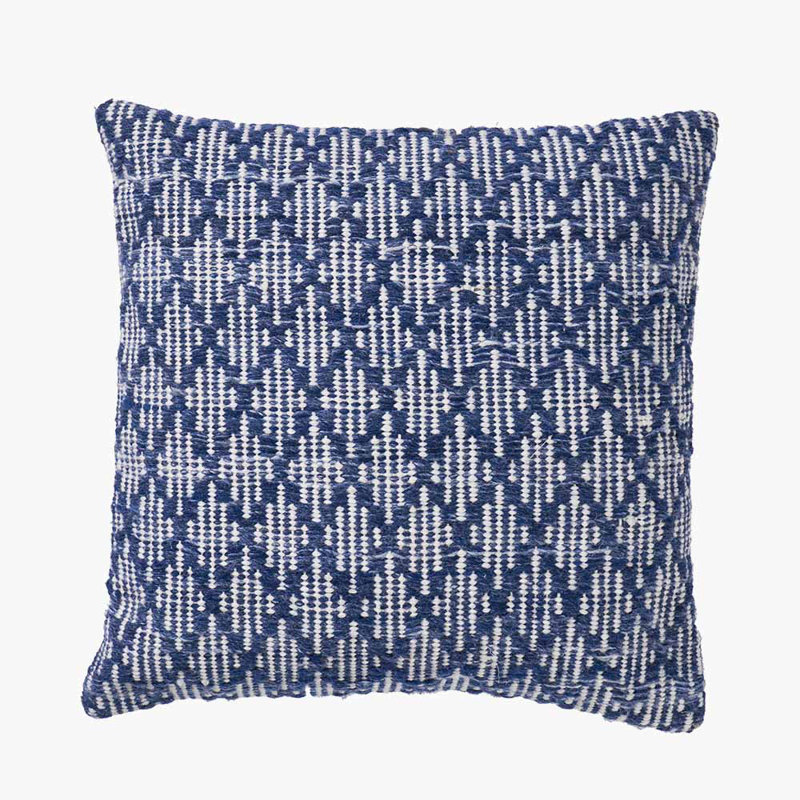 Indoor / Outdoor Ikat Square Throw Cushion, Blue