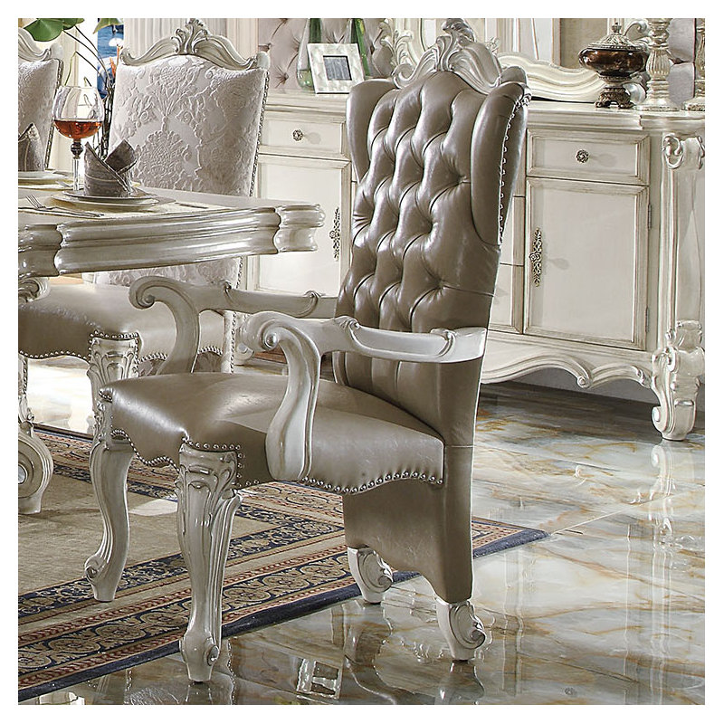 Versailles Tufted Upholstered Armchair, Bone White