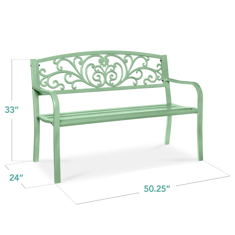 Banc de jardin en acier pour l'extérieur, Vert menthe
