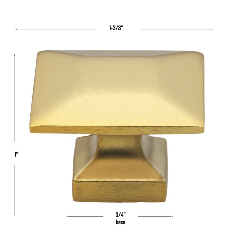 1 3/8" Length Square Knob Multipack, Brass Gold