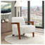 Chaise d'appoint Mid-Century moderne avec structure en bois massif, revêtement en chenille beige et pieds à finition châtaignier-134537189