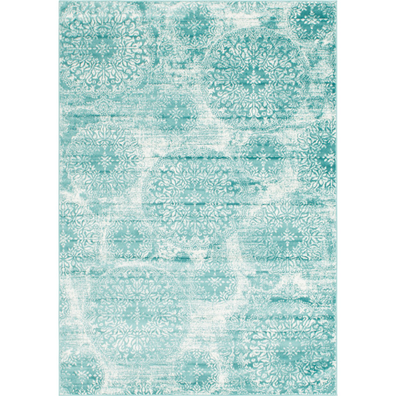 Tapis floral Brandt, Rectangulaire 8 pi x 10 pi, Blue