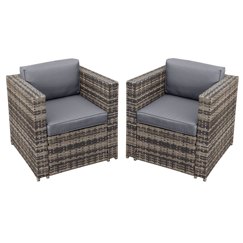 Malta Rattan 2 Seat Twin Chair Set in Walnut Grey