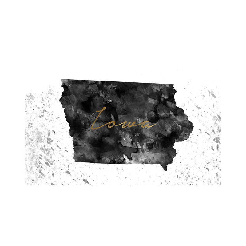 Iowa Black And White Gold by WallDecorAddict - Wrapped Canvas Gallery-Wrapped Canvas Giclée, 66.04 cm H x 45.72 cm W