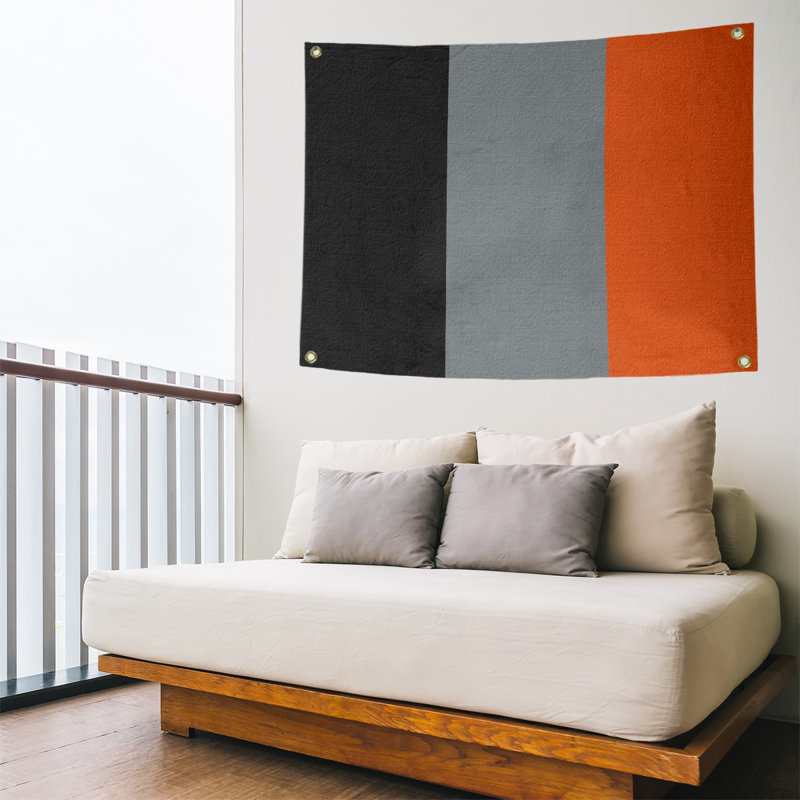 Tapisserie de polyester Anaheim, H 50 po x l 59 po x P 1 po, Noir / argent / orange