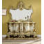 Commode large à 6 tiroirs et 2 portes Mara, or, bois brun Mara