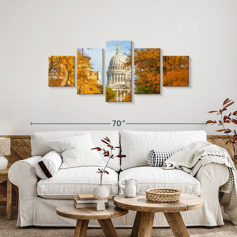 Capitale de l'État du Wisconsin en automne, H 24 po x l 55 po