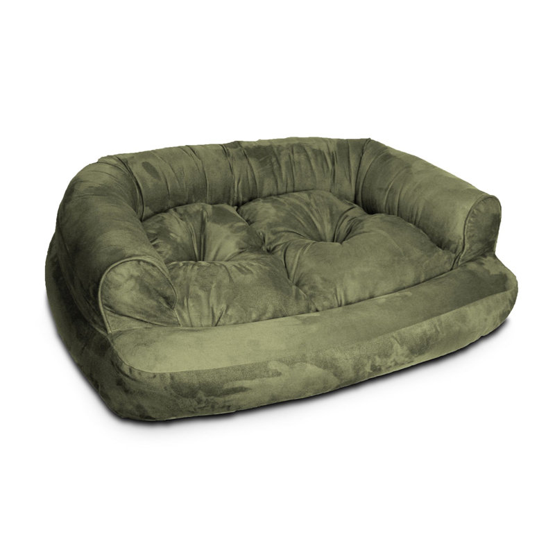 Canapé pour chien de luxe avec traversin en microsuède ultrarembourré Snoozer, Grand (l 30 po x P 40 po x H 11 po), Olive