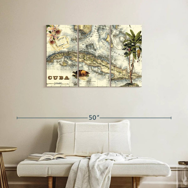 Aliaz Tropical Map Of Cuba, 24" H x 38" W