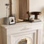 Foyer électrique en bois massif beige-1867145311