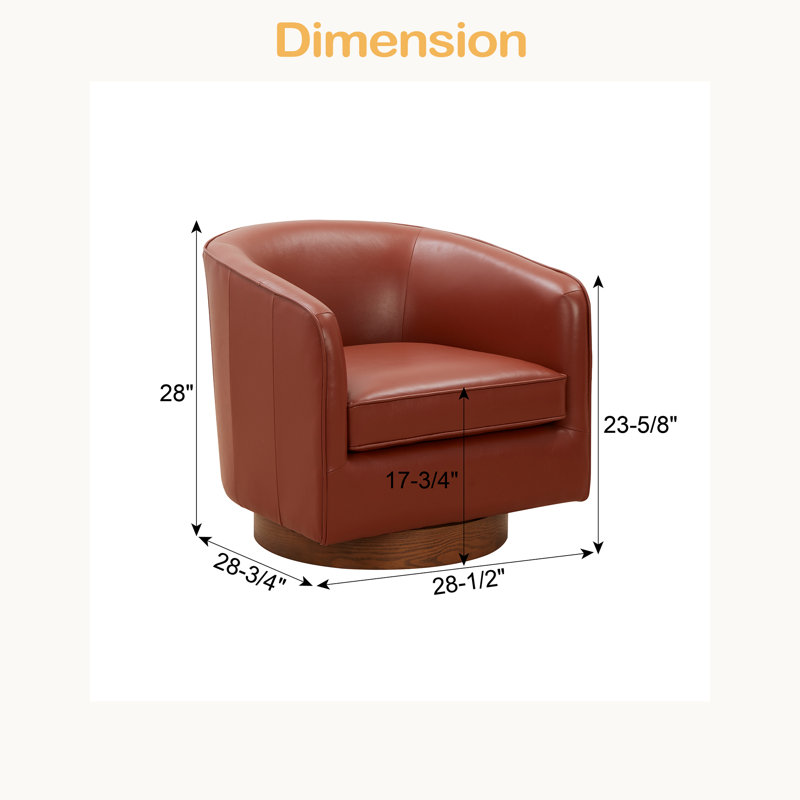 Chaise pivotante en cuir fleur, Caramel