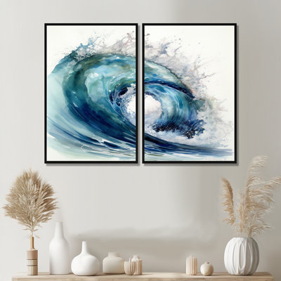 Mandell - Large Modern Beach Art Prints On Canvas 2 Pieces