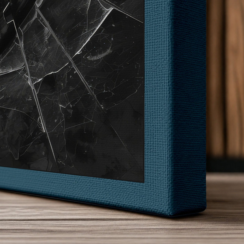 Metallic Geometry Industrial - Wrapped Canvas, 30x20 - 76.2 x 50.8 cm, Teal Border