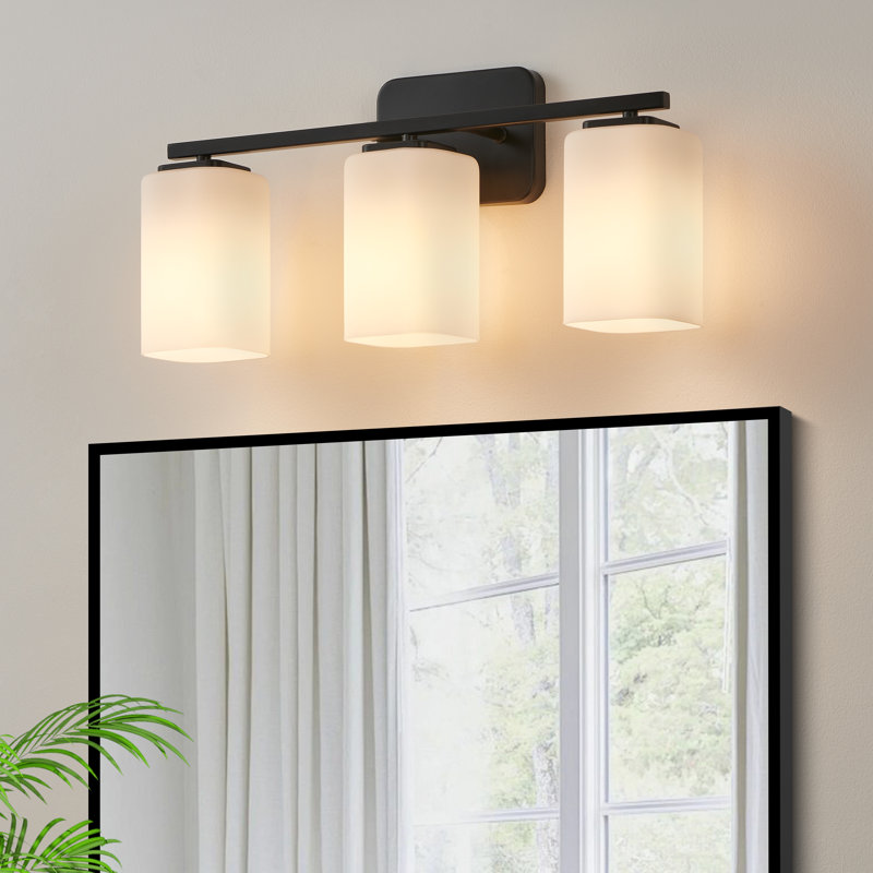 Éclairage pour meuble-lavabo à intensité variable Kagan, Noir mat, 3, Blanc