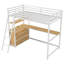 Lit mezzanine en métal et bois avec bureau et tablettes-1300329196