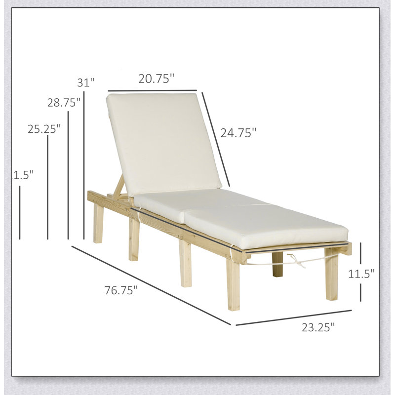 Outsunny Chaise Lounge Chair for Outdoor, Patio Recliner with 4-Position Adjustable Backrest, Beige/Natural
