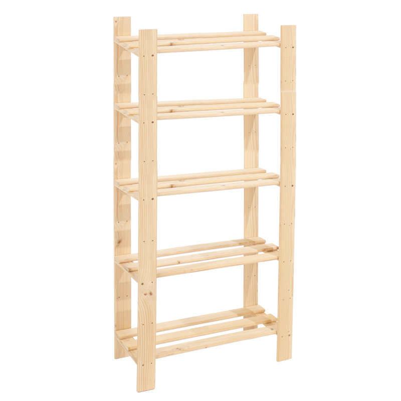 Bookcase, 5 Shelf Storage Unit, bookcase, Pre Sanded Pine Finish, 150cm. H x  60cm. W x 27cm. D