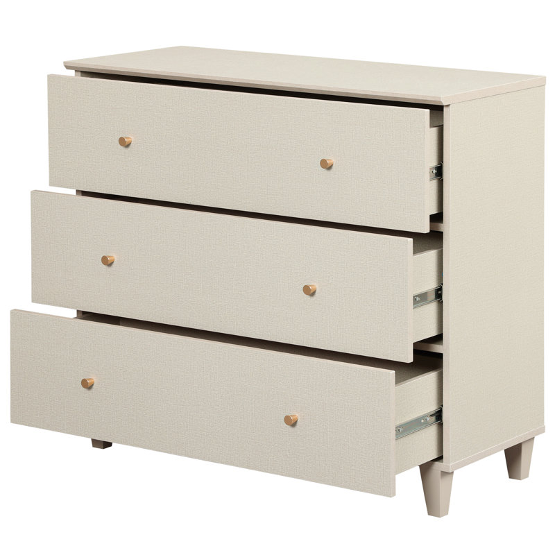 Commode 3 en 1 Lysiane avec 9 tiroirs pour la chambre à coucher, Beige/or