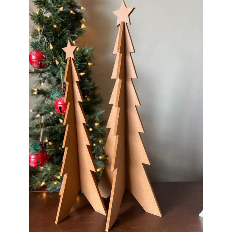 Ensemble de 2 arbres décoratifs de Noël, Brun