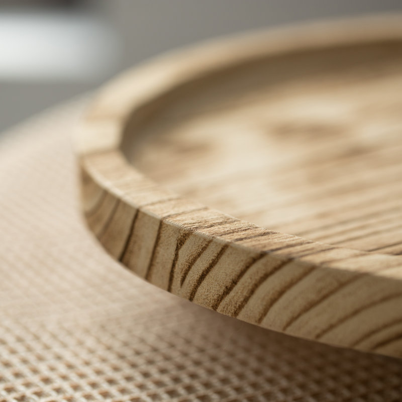 Chargeur de table rond en bois naturel