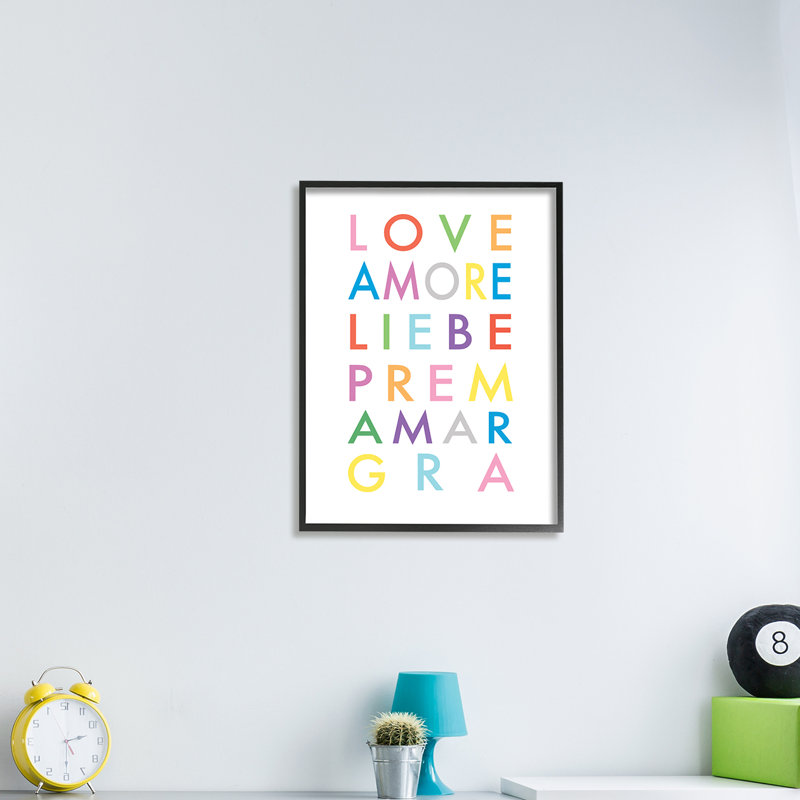 Love romantique, phrases - art textuel, H 20 po x l 16 po, Giclée encadrée noir minuit