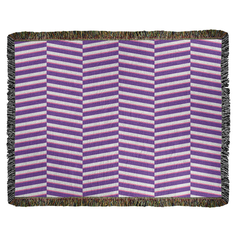 Couverture en coton tissé à rayures fracturées, l 37 po x L 52 po, Mauve / Rose