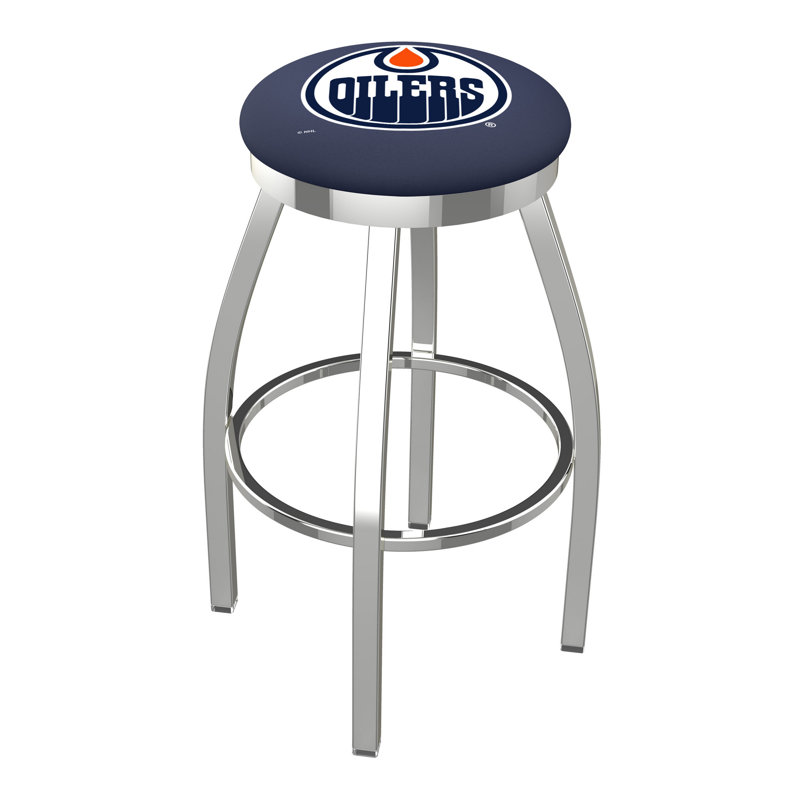 NHL Swivel Extra Tall Stool, Edmonton Oilers, Chrome, "Extra Tall (36" Seat Height)"