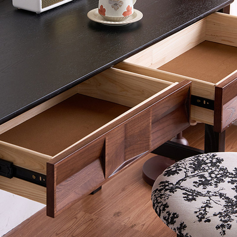 Bureau géométrique en bois massif sculpté, H 29,52 po x l 31,49 po x P 21,65 po