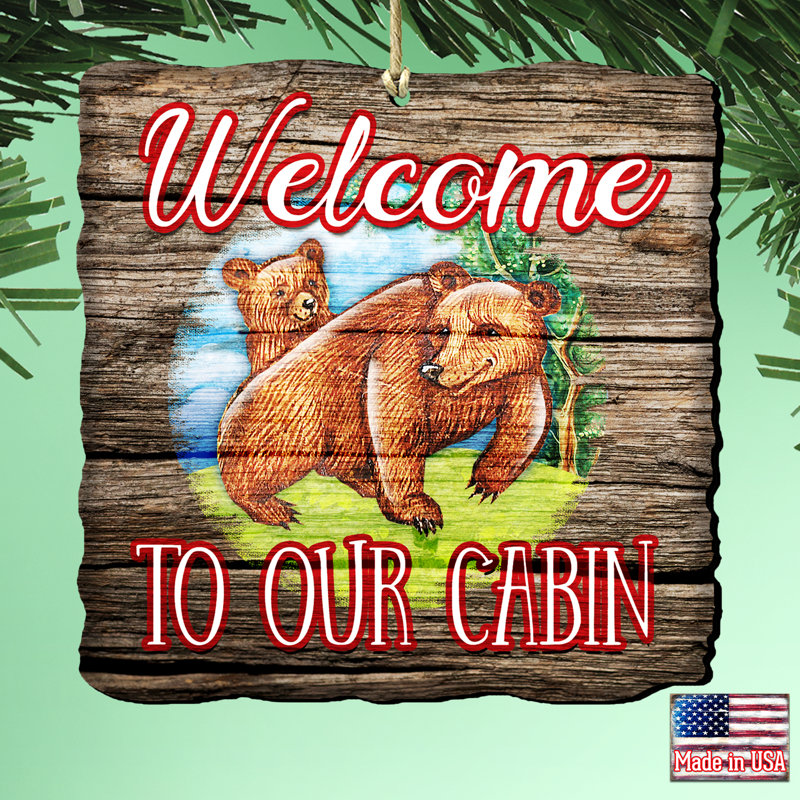 Ornement en bois en forme de cabine ours