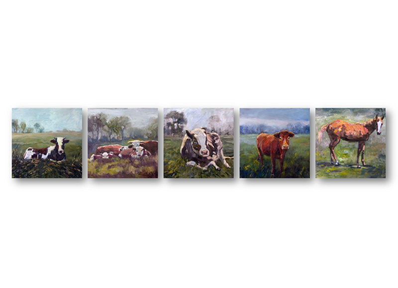 Farm Set by John Beard - Artist Enhanced Canvas Print, 20" H x 20" W x 3" D, Black Floater Framed