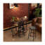 Table de bar ovale avec plateau en bois brun antique et structure en métal - comprend un support à vin