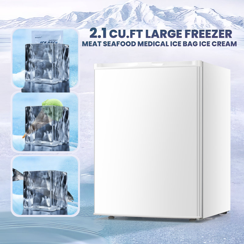 Upright Freezer, Energy Saving 2.1 Cu.ft Single Door Compact Upright Freezer With Reversible Door, White