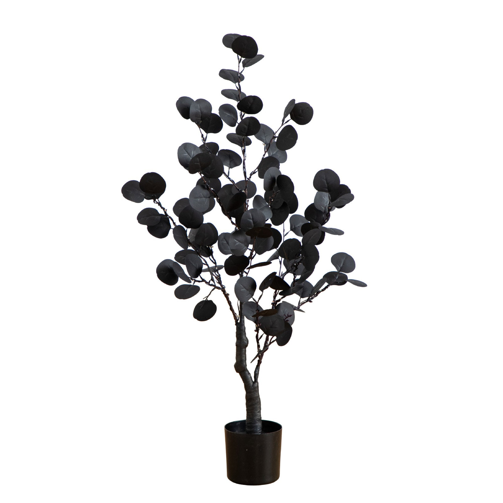 3Ft. Pre-Lit Artificial Halloween Black Eucalyptus Tree With 80 Orange & Purple LED Lights