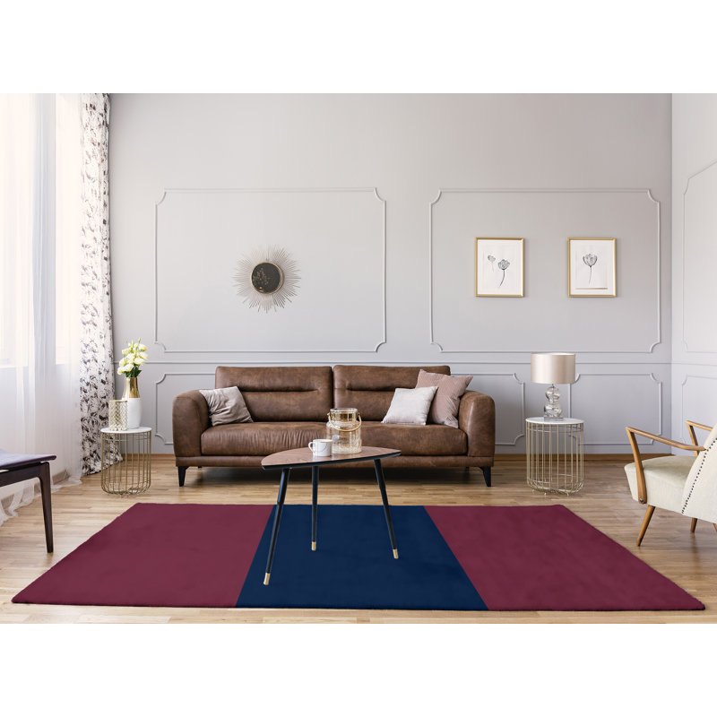 Tapis de vin à rayures/bleu marine, Rectangle 5 pi x 7 pi