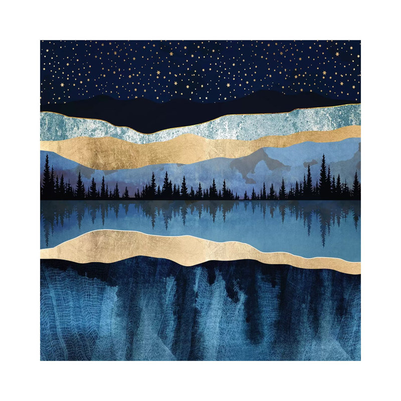 Lac de minuit - imprimé, H 18 po x l 18 po x 1,5 po, Toile tendue