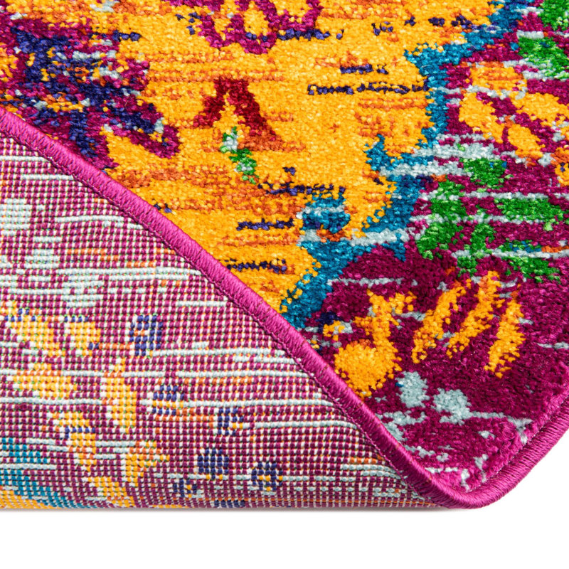 Tapis orange Calypso Orange_Unique Loom, Rond 5 pi 3 po