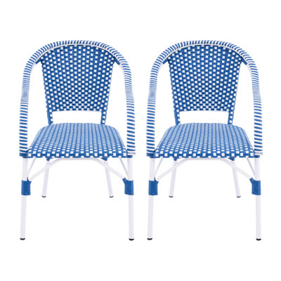 Chaises de bistro d'extérieur, chaises de patio avec cadre en aluminium, fauteuils en rotin PP résistant aux intempéries pour porche, jardin, cour, café, ensemble de 2