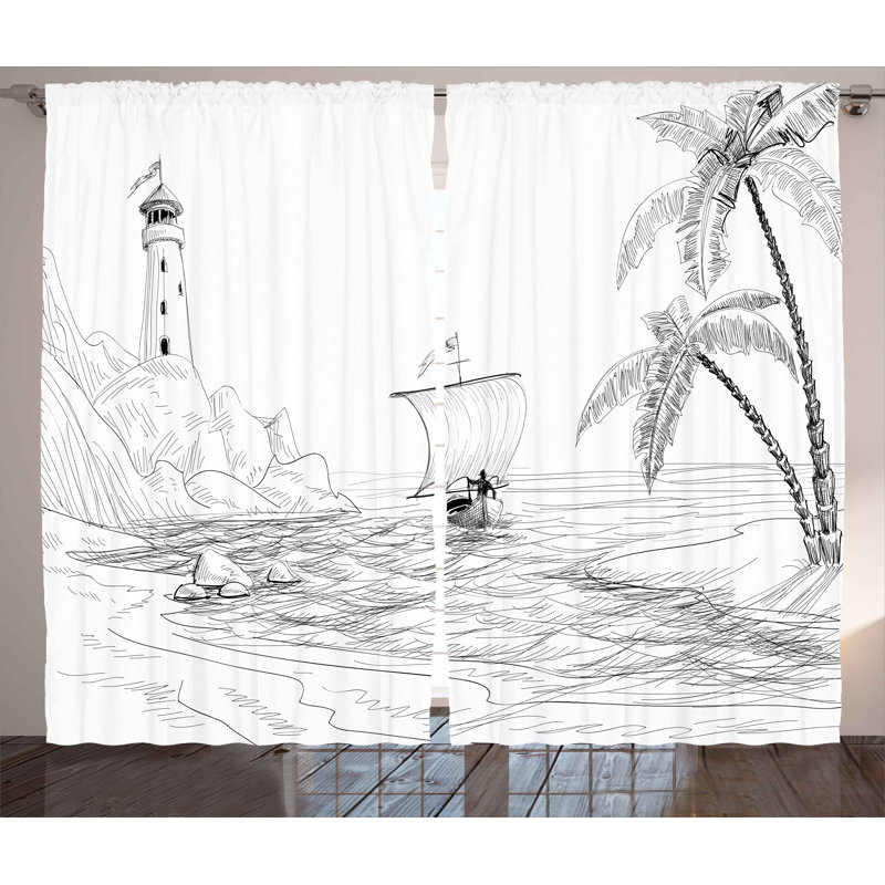 Hilary Semi Sheer Curtain Pair, 54" W x 96" L
